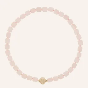 Small Rose Quartz Barrel Necklace