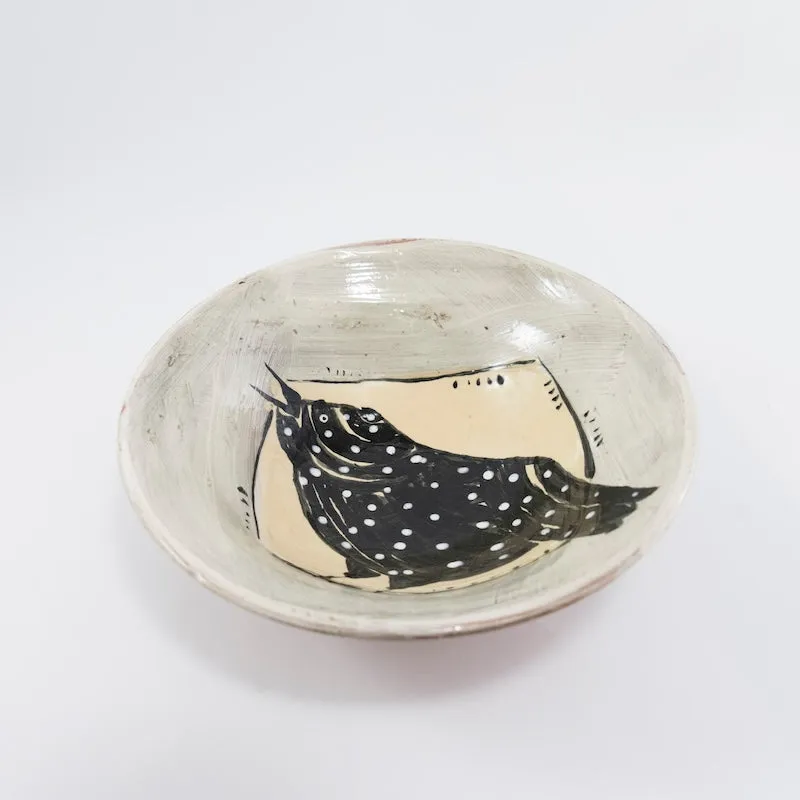 Small Shallow Bowl with Crow