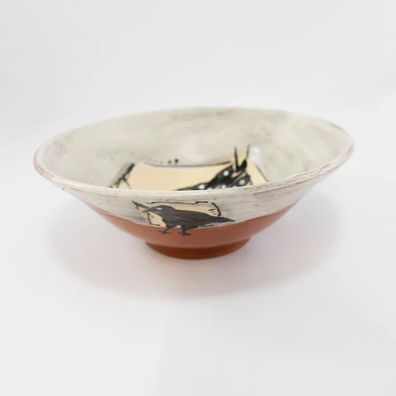 Small Shallow Bowl with Crow