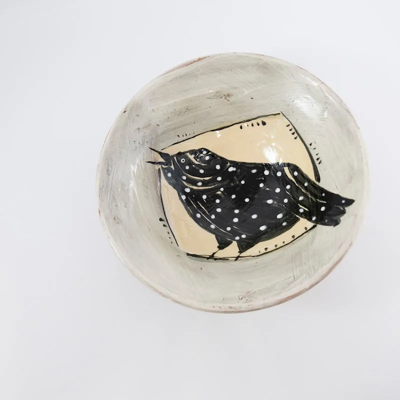 Small Shallow Bowl with Crow