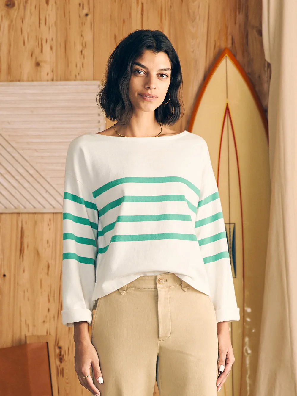 Sport Jersey Long Sleeve Tee in Green Cape May