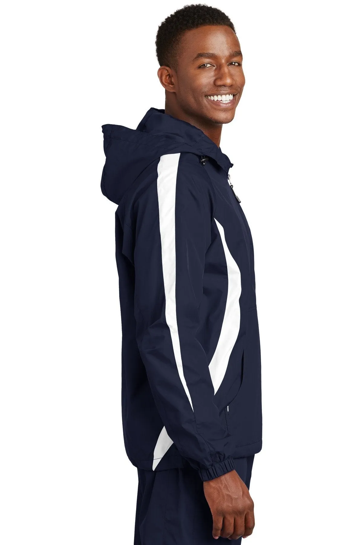 Sport-Tek Colorblock Raglan Anorak JST63 True Navy/White