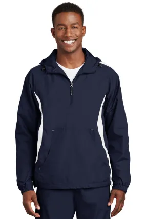 Sport-Tek Colorblock Raglan Anorak JST63 True Navy/White