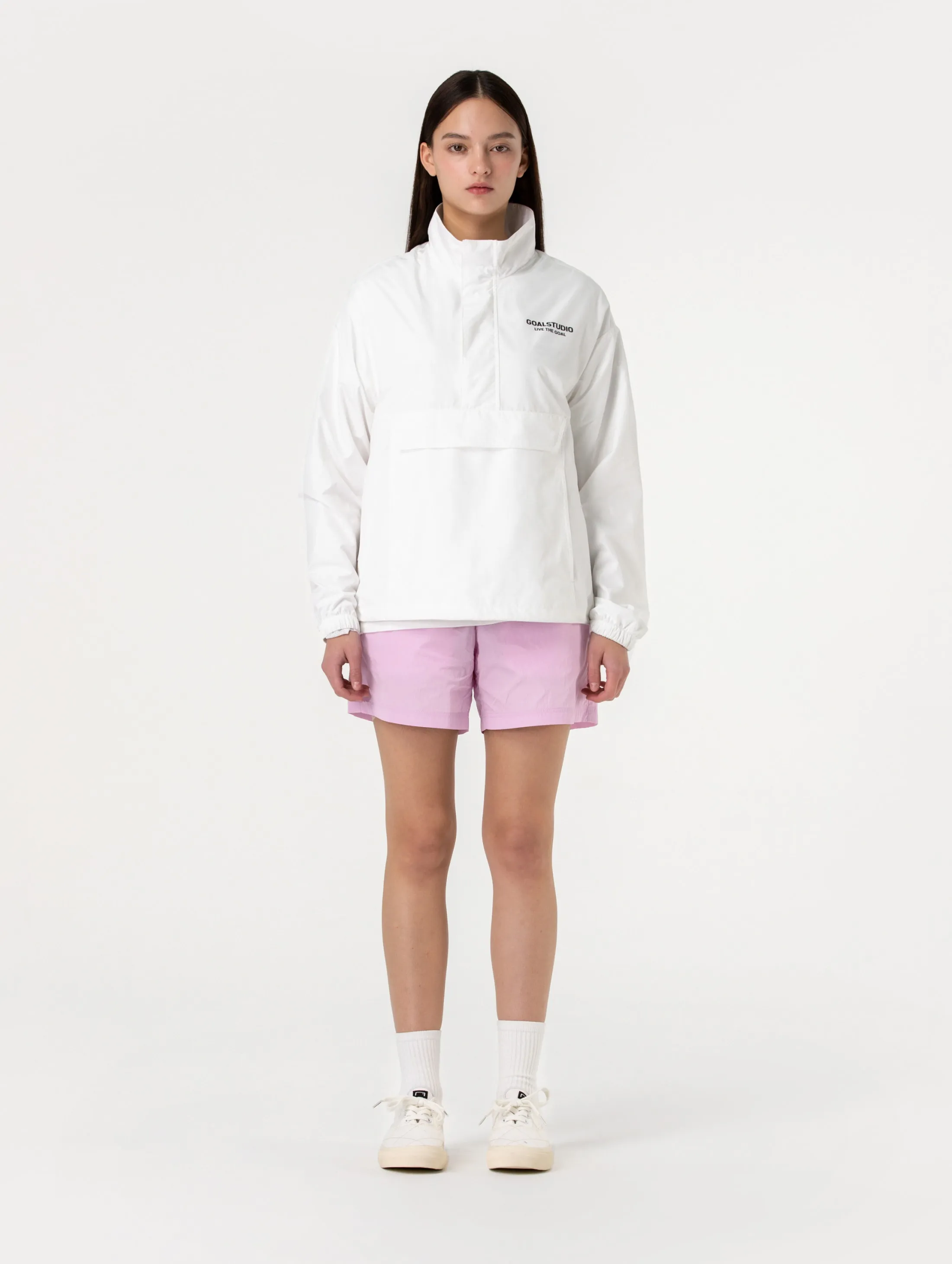 STRETCH WOVEN ANORAK-WHITE