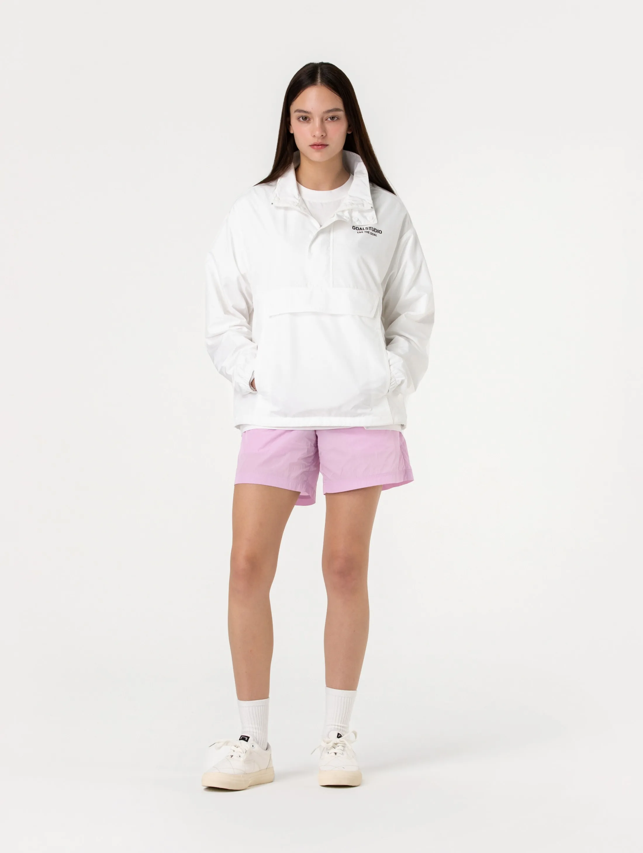 STRETCH WOVEN ANORAK-WHITE