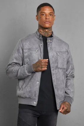 Suede Biker Bomber