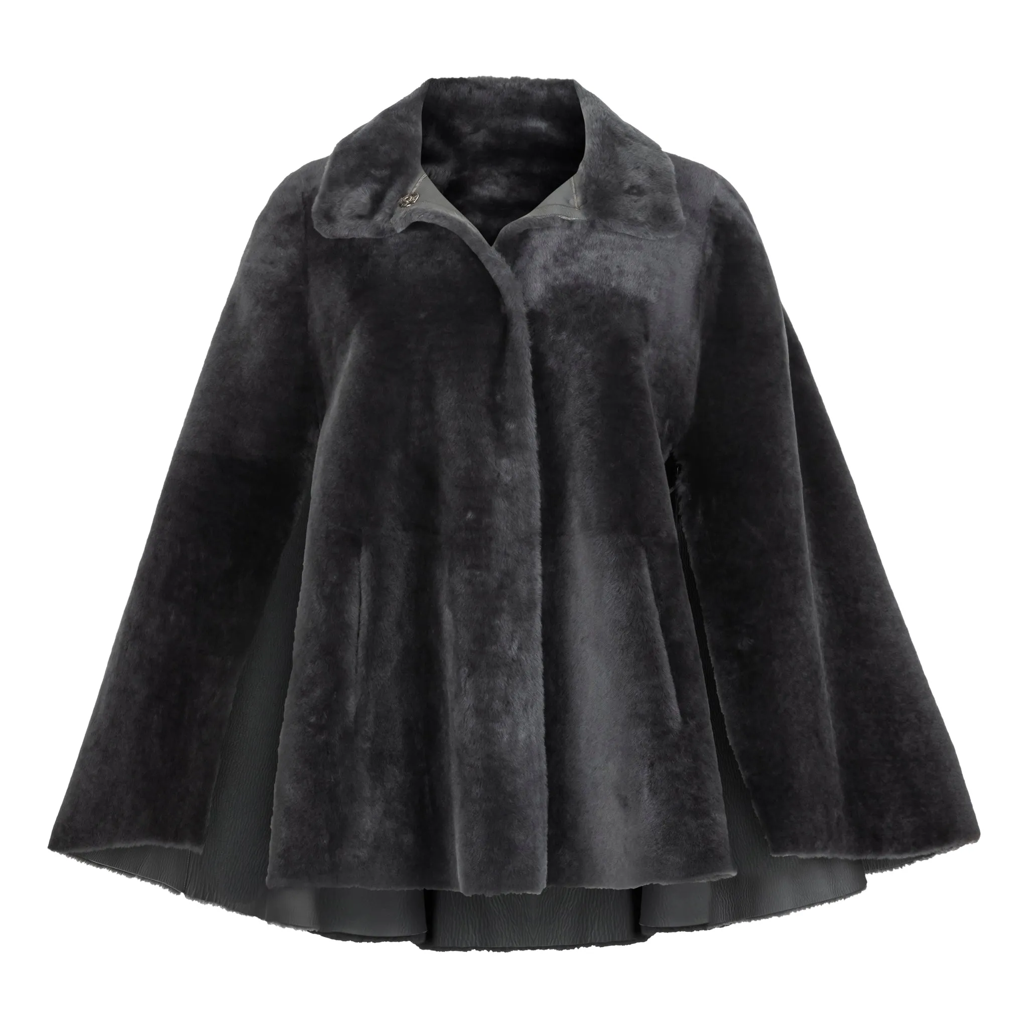 Suprema Reversible Shearling Cape - Fango