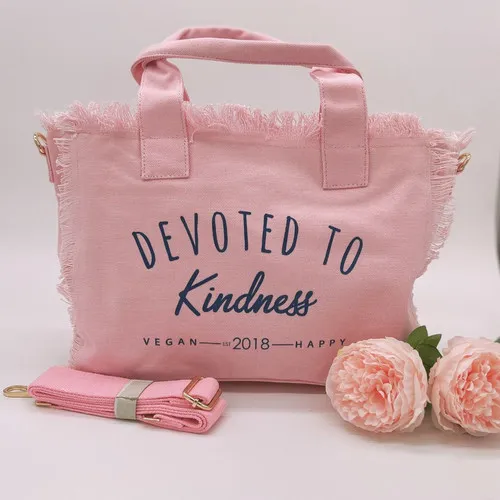 VEGAN Happy Fringed Tote & Cross-Body Bag - Devoted to Kindness