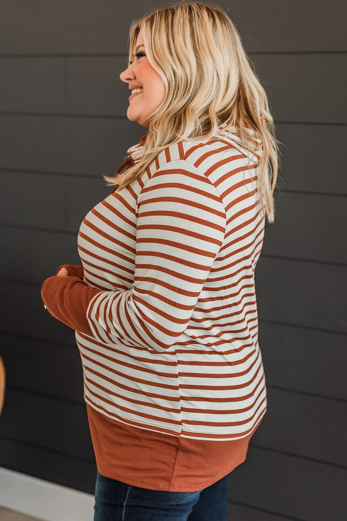 Very Lovable Cowl Neck Top- Ivory & Hazelnut