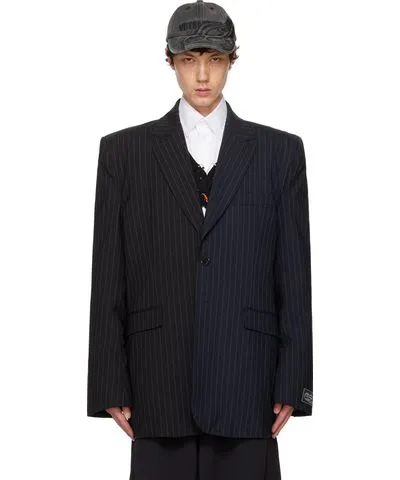 VETEMENTS Black & Navy Split Deconstructed Tailored Blazer