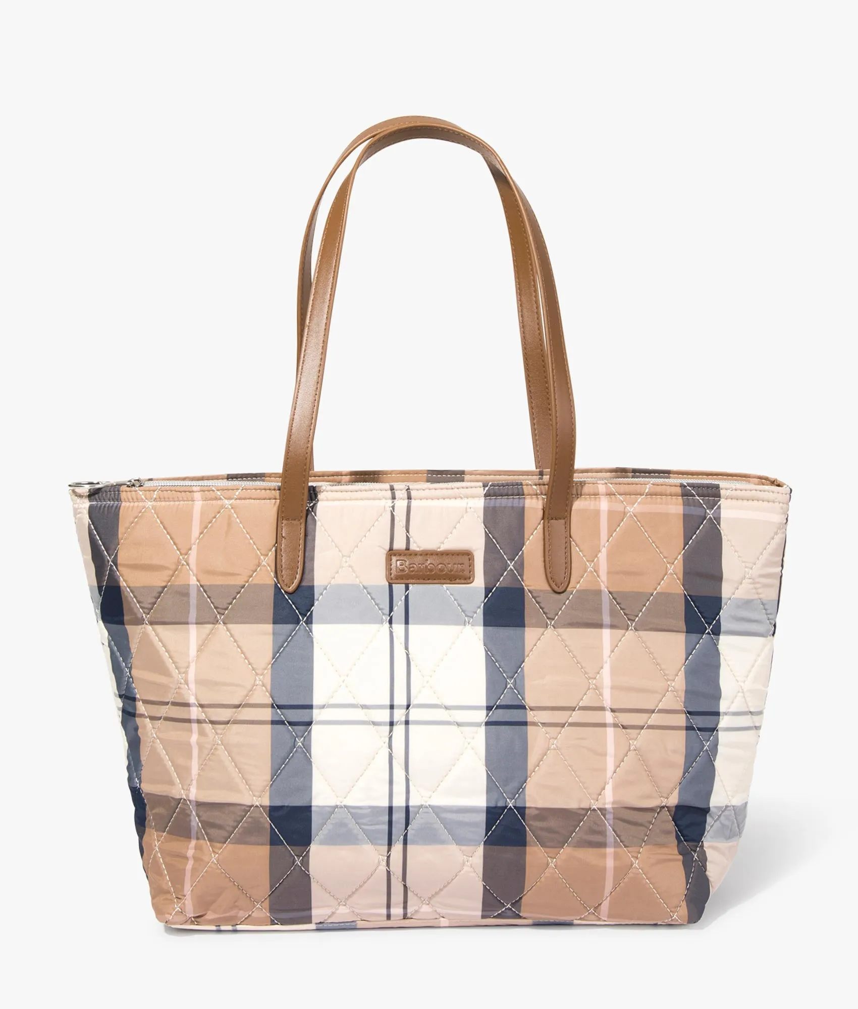 Wetherham quilted tartan shopper in primrose | Barbour | EQVVS WOMEN