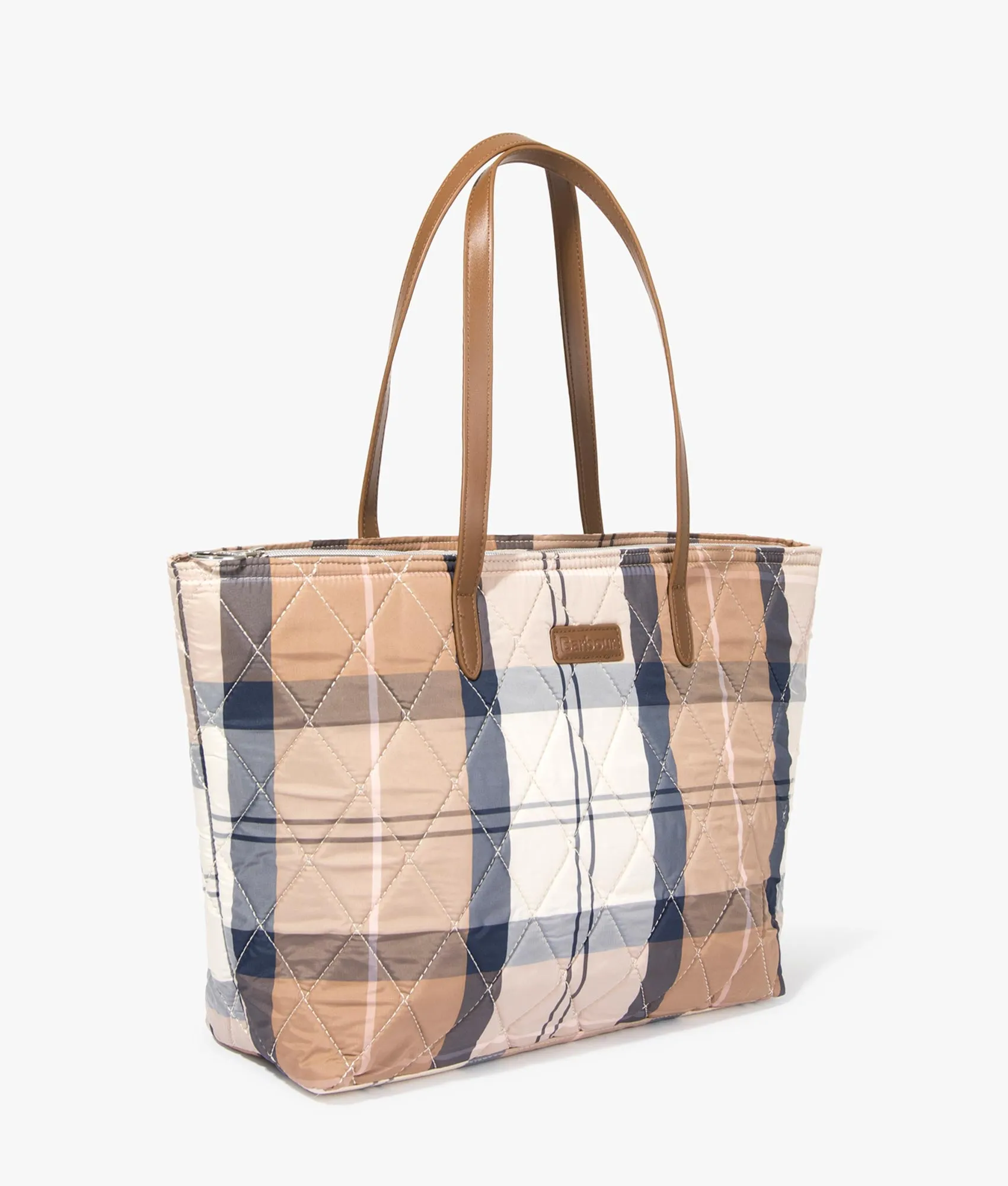 Wetherham quilted tartan shopper in primrose | Barbour | EQVVS WOMEN