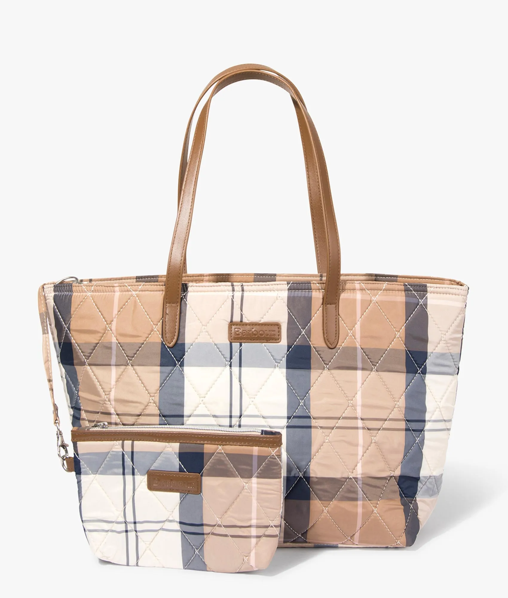 Wetherham quilted tartan shopper in primrose | Barbour | EQVVS WOMEN