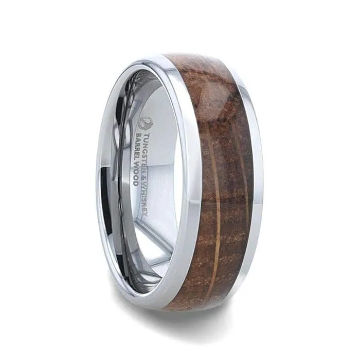 Whiskey Barrel Inlaid Tungsten Band