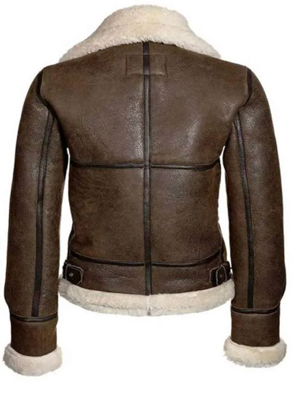 Women B3 Shearling Brown Leather Jacket - New American Jackets