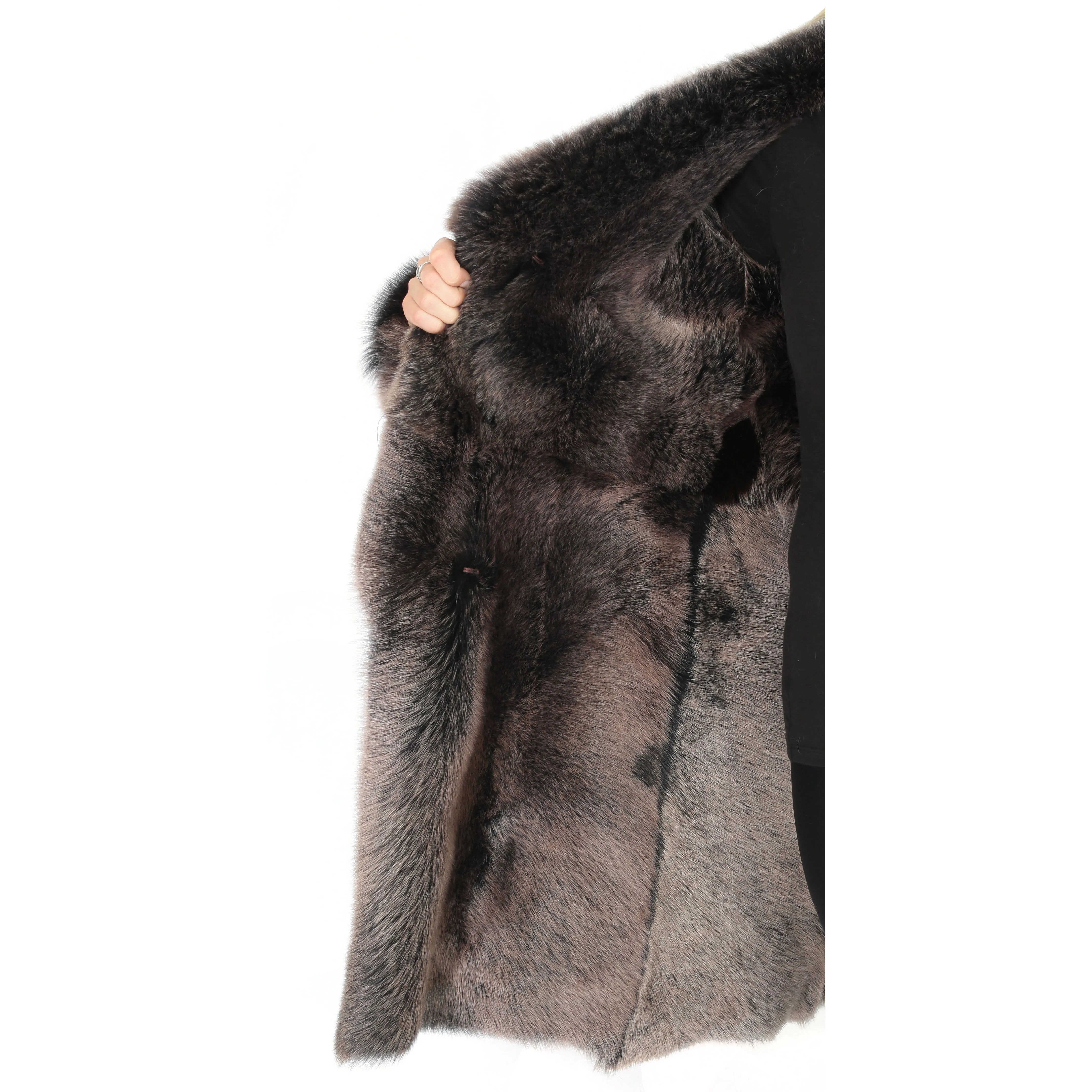 Womens 3/4 Length Toscana Shearling Luxury Coat Brown Gold