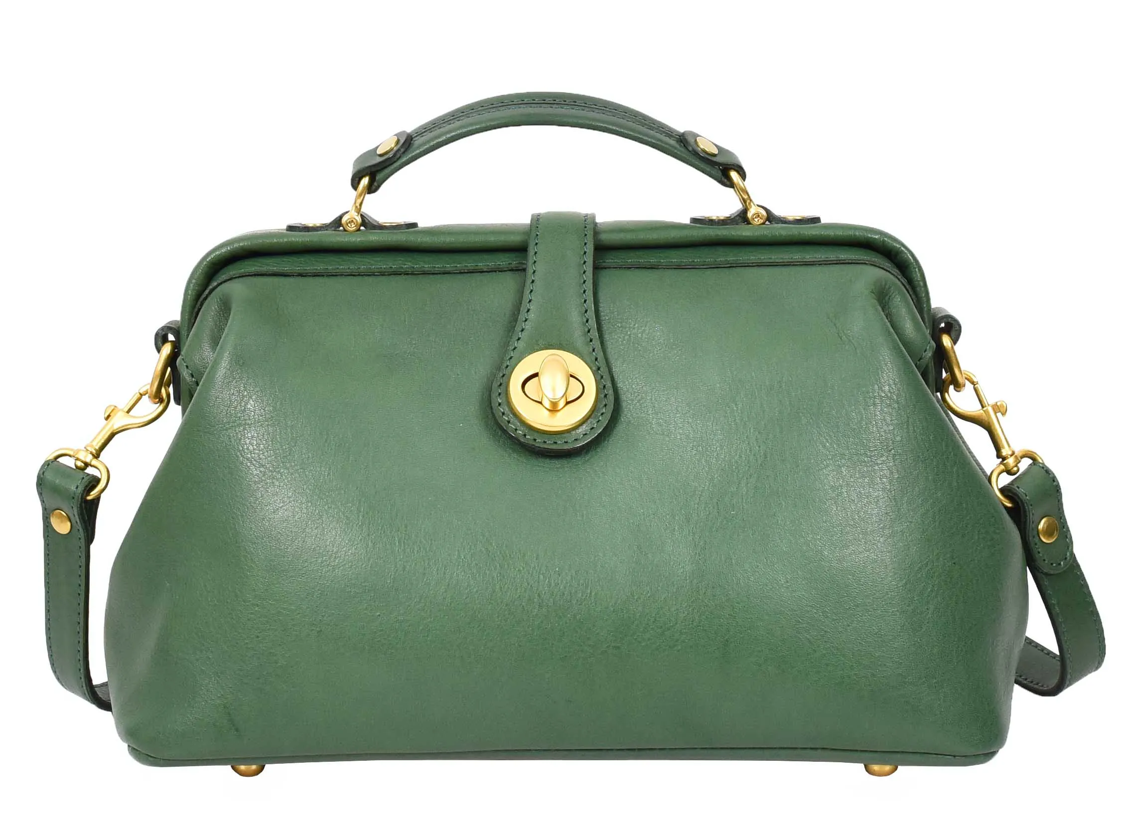 Womens Real Leather Bag Doctor Handbag HOL848 Green